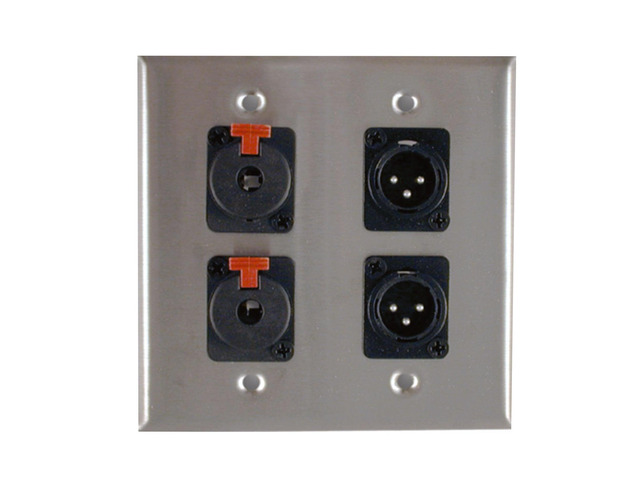 Dual Gang Stainless Steel Wall Plates with Two XLR Male/Two TRS Female