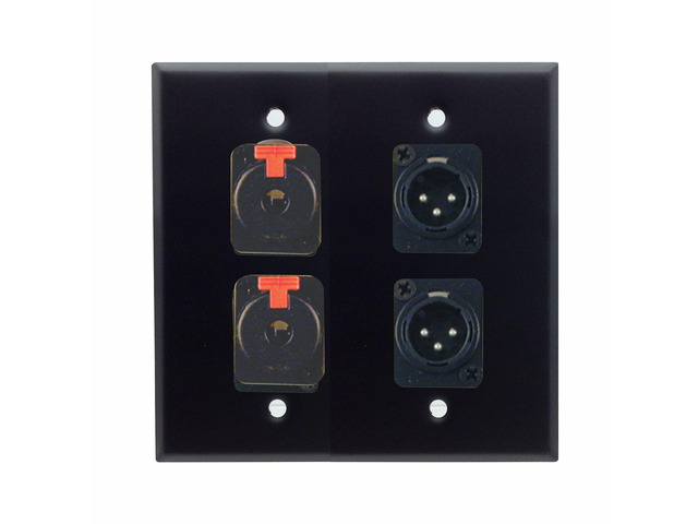 Dual Gang Stainless Steel Wall Plates with Two XLR Male/Two TRS Female