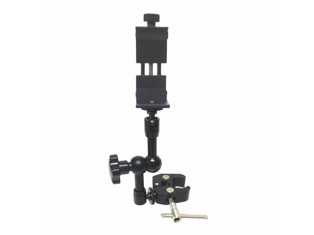 SMART BRACKET Pole Mount Clamp with 7' One-Knob Adjustable Arm + Phone Mount