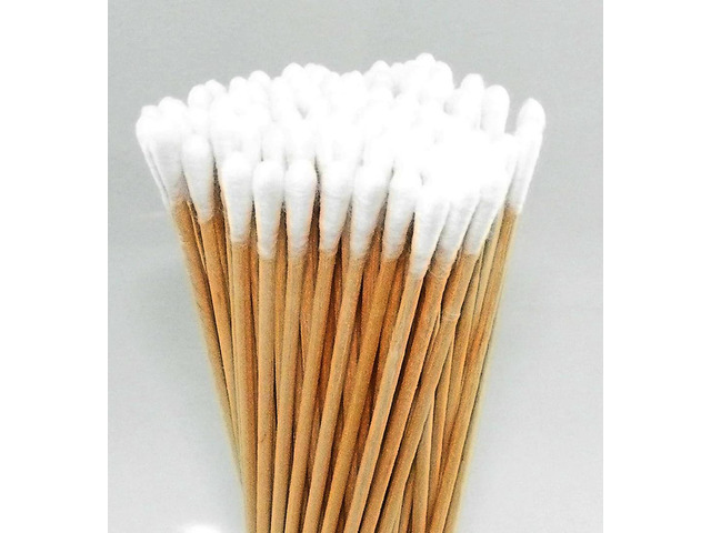 American Recorder Round Tip Cotton Swabs on 6 inch wooden stick - Bag of 100