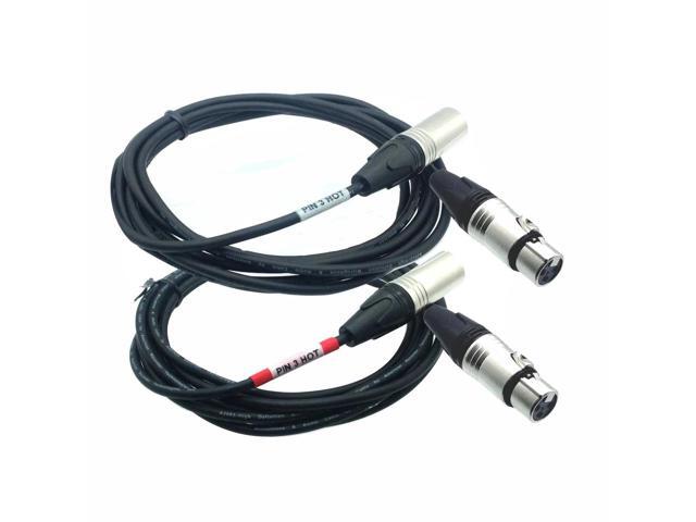 AMERICAN RECORDER XLR Male with Pin 3 Hot to XLR Female Audio Cables - Pair