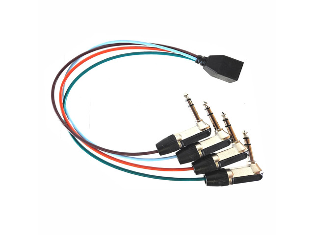 RJ45 Female to 4 each TRS Male Breakout Adapter - Right Angle