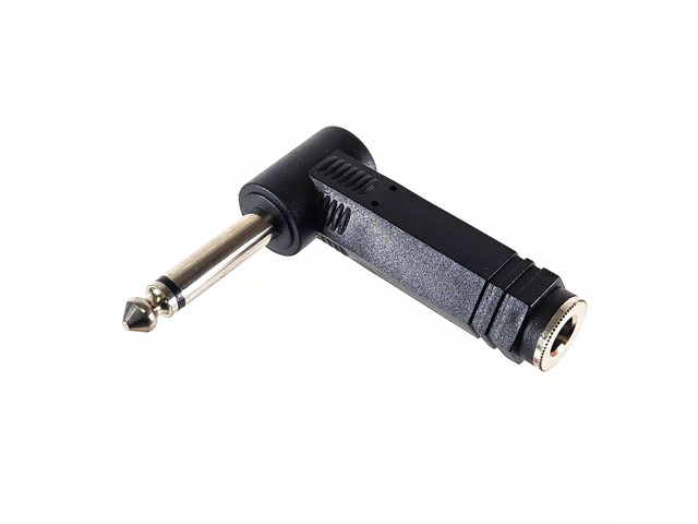 AMERICAN RECODRER 1/4 inch Male TS to 1/4 inch TS Female, Right Angle Adapter