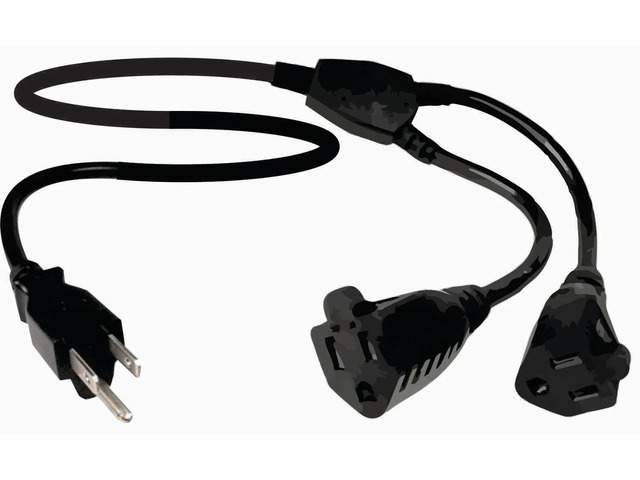 AMERICAN RECORDER NEMA 5-15 AC Splitter Y Power Cords, Black, 16 awg - UL Listed