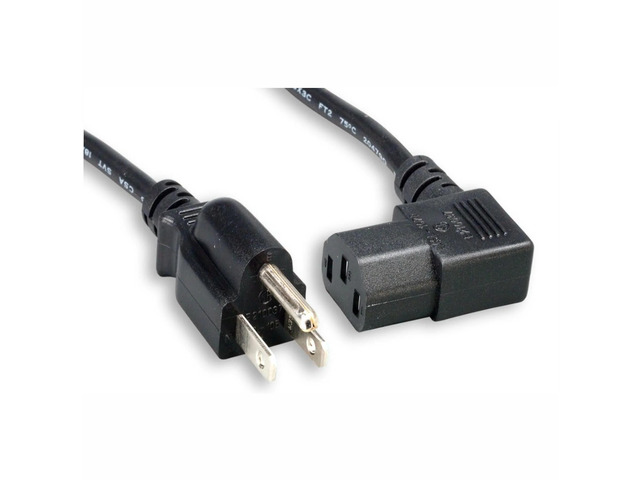 IEC C13 Right Angle to NEMA 5-15P Power Cable - 18 AWG