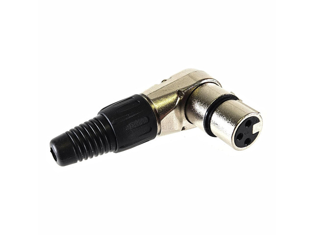 AMERICAN RECORDER Solder Type 3 pin Female XLR Right Angle Connector - Nickel