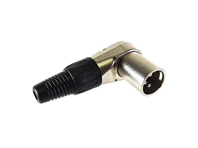 AMERICAN RECORDER Solder Type 3 pin Male XLR Right Angle Connector - Nickel