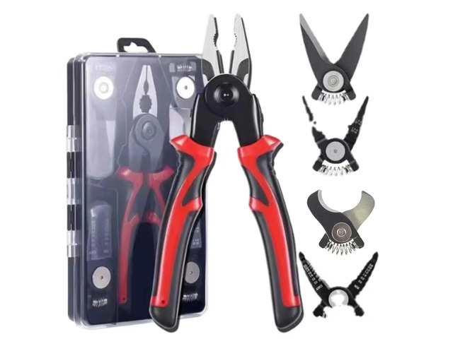 5-in-1 Combination Pliers Set with Wire Stripper/Crimp/Shear/Linesmen/Needle Tip