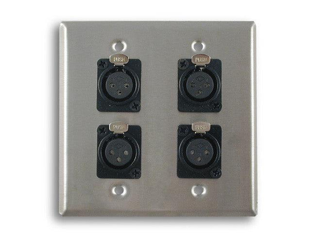 Dual Gang Stainless Steel Wall Plates with Four XLR Female