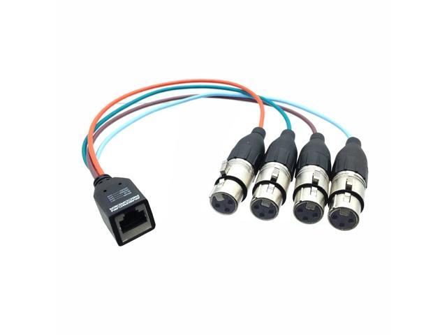RJ45 Female to 4 each Balanced XLR Female Breakout Adapter - Run 4 Balanced audio signals on RJ45 Cat 6 Cable