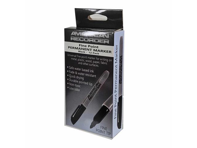Fine Point Tip Permanent Marker, Black - 12 pack