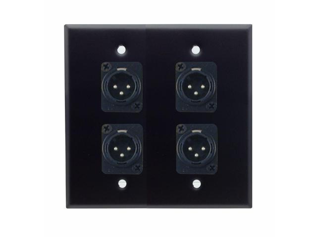 Dual Gang Stainless Steel Wall Plates with Four 3 pin XLR Male