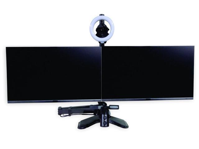ALLCAST - Video Conference, Webinar and Podcast System. Single or Dual monitor stand with built in HD Camera, Ring Light, Microphone and Mic Boom Arm