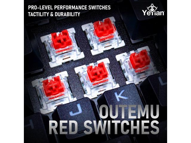 YEYIAN FLARE Mechanical Gaming Keyboard, 104 RGB LED Backlit 16M Color Keys, OUTEMU Red Hot-Swappable Switches, Cherry MX Equivalent, 14 Modes, 50M...