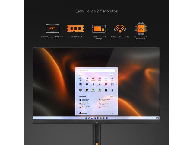 Qian Helios 27' AllinOne Intel Core i51135G7, 16GB DDR4, 512GB NVMe SSD, WiFi 6, FHD Display, 5MP Webcam