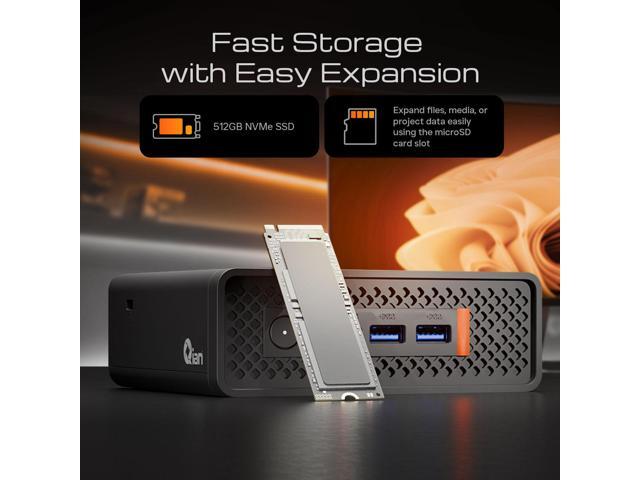Qian Atlas 5 Mini PC Intel Core i51235U, 16GB DDR4, 512GB SSD, WiFi 6, Dual HDMI, VESA Mount
