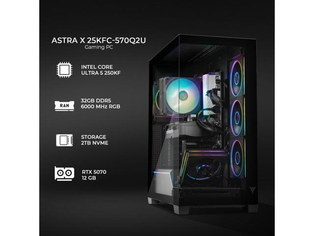 Yeyian Astra X Gaming Desktop Core Ultra 5 250KF, GeForce RTX 5070, 32GB DDR5 6000MHz, 2TB SSD AIReady HighAirflow Tower with Performance Air...