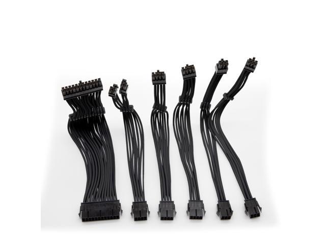 YEYIAN Kabel Series 1000 PSU Cable Extension Kit, Black Sleeved Power Supply Extension Cables, ATX 24Pin, CPU & PCIE Model KS1000N