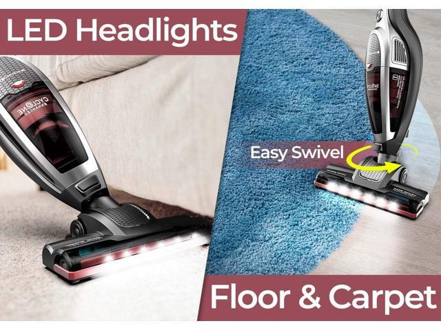 ROOMIE TEC Cordless Vacuum Cleaner, 2 in 1 Handheld Vacuum, High-Power 2200mAh Li-ion Rechargeable Battery, with Corner Lighting and Upright...