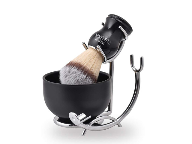 JEQUIL & CORENVEO Deluxe Shaving Kit for Men, 3 in 1 Shaving Set Includes Shaving Brush, Shaving Bowl, Razor & Brush Holder