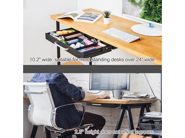 Large Size Under Desk Slide out Pencil Drawer with Adjustable Space Divider Design for Storing Pencil and Office Accessories, Underdesk Pull out...