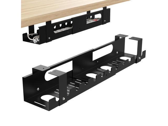 2PACKS Cable Management Under Desk Tray Adjustable Large Under Table Cord Wire Organizer for Standing Desk