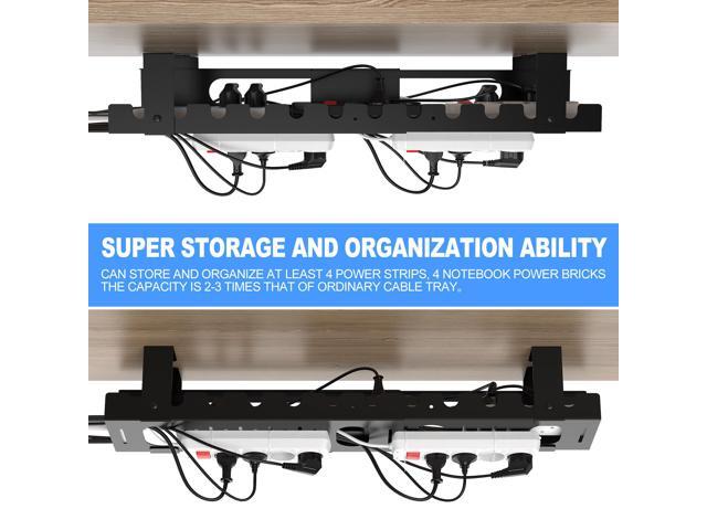 2PACKS Cable Management Under Desk Tray Adjustable Large Under Table Cord Wire Organizer for Standing Desk