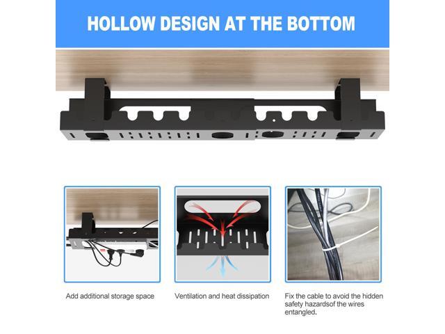 2PACKS Cable Management Under Desk Tray Adjustable Large Under Table Cord Wire Organizer for Standing Desk
