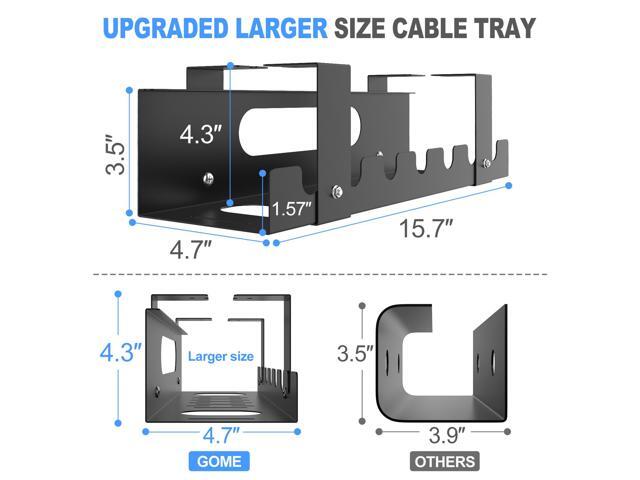 2PACKS Cable Management Under Desk Tray Adjustable Large Under Table Cord Wire Organizer for Standing Desk
