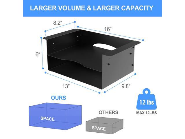 Under desk storage Metal Shelf Double Layer Design with Adjustable Tray organizer drawer with Big Hole in the back for Stand Up Desks Office Desks...