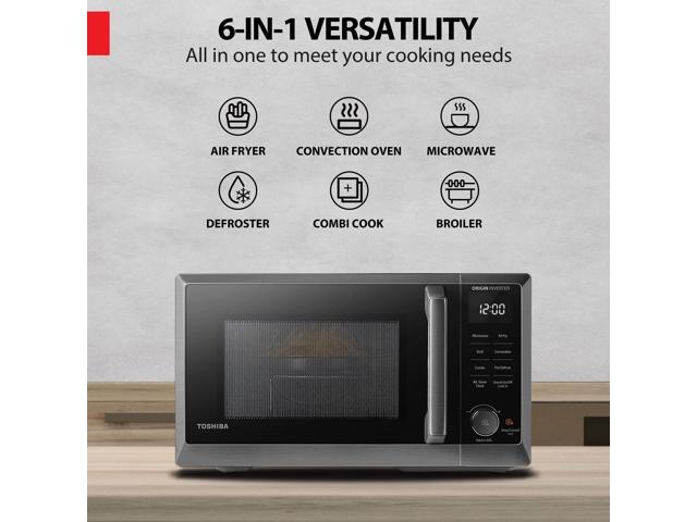 Toshiba 6-in-1 Countertop Microwave Oven with Inverter Technology, Air Fryer and Speedy Combi, Small Convection Microwave with 27 Preset Menus,...