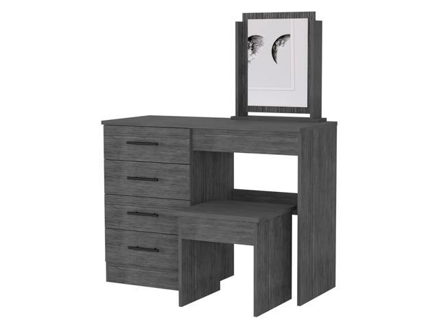 Merlot Makeup Dressing Table, Stool, Four Drawers