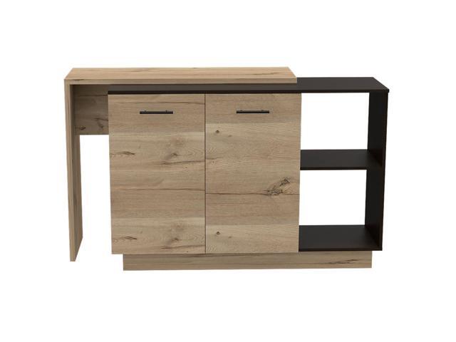 Aspen Kitchen Island, Two Concealed Shelves, Three Divisions
