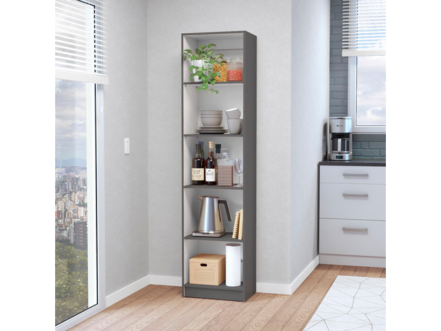 Sutton Slim Bookcase with Modern 5-Shelf Design