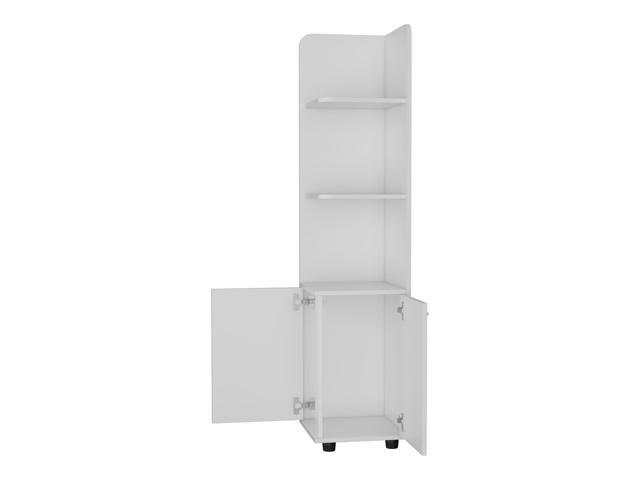 Sunriver Corner Shelf with Cabinet, 3-Tier Shelf, Metal Handles