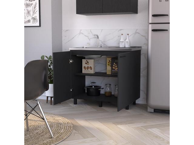 Oklahoma 2 Utility Sink & Cabinet, Interior Shelf, Aluminum Countertop