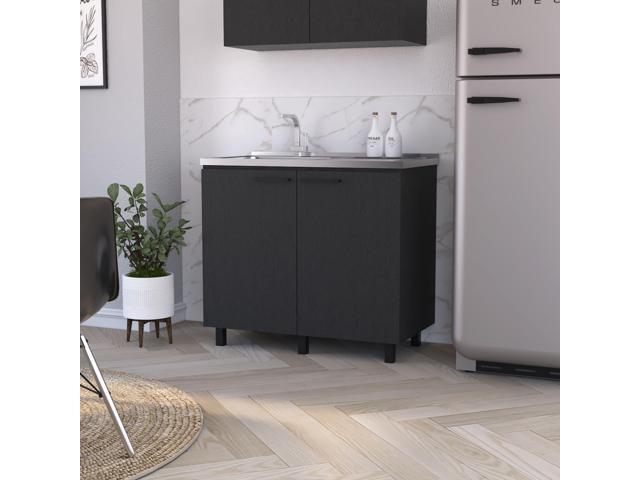 Oklahoma 2 Utility Sink & Cabinet, Interior Shelf, Aluminum Countertop