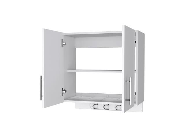Weiser Wall Storage Cabinet, Space Saver Storage Cabinet with Broom Hangers