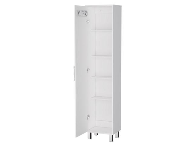 Lawen Tall Storage Cabinet, Single Door, 3 Broom Hangers