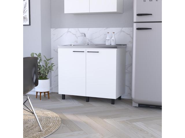 Oklahoma 2 Utility Sink & Cabinet, Interior Shelf, Aluminum Countertop