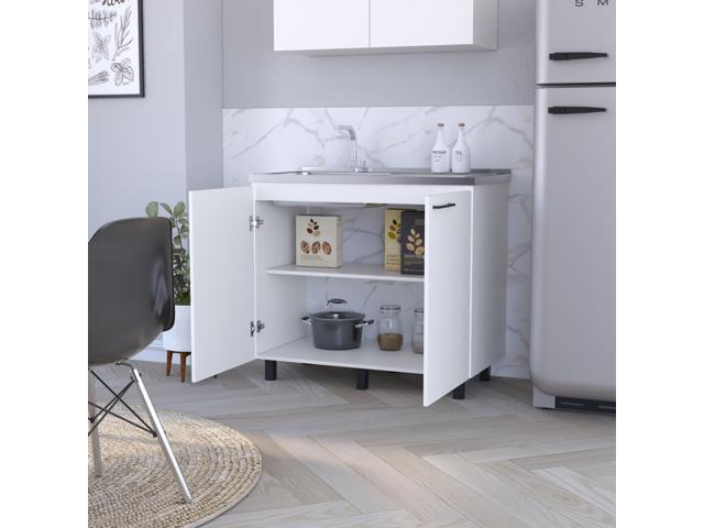 Oklahoma 2 Utility Sink & Cabinet, Interior Shelf, Aluminum Countertop