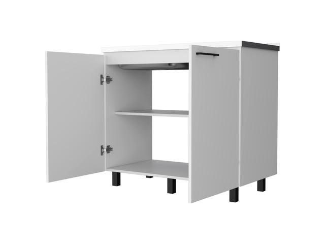 Oklahoma 2 Utility Sink & Cabinet, Interior Shelf, Aluminum Countertop