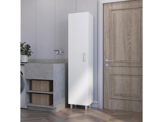 Clarno Tall Storage Cabinet, Single Door with Broom Hangers