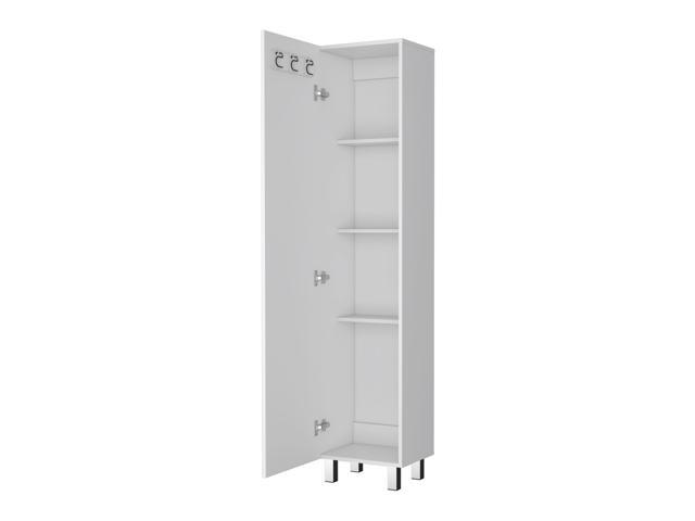 Clarno Tall Storage Cabinet, Single Door with Broom Hangers