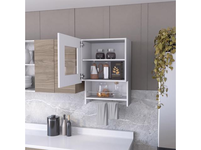 Florence Kitchen Wall Cabinet, Spice and Towel Rack