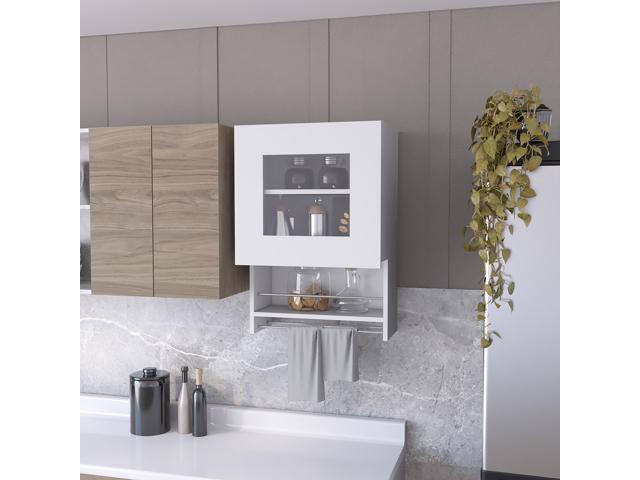 Florence Kitchen Wall Cabinet, Spice and Towel Rack