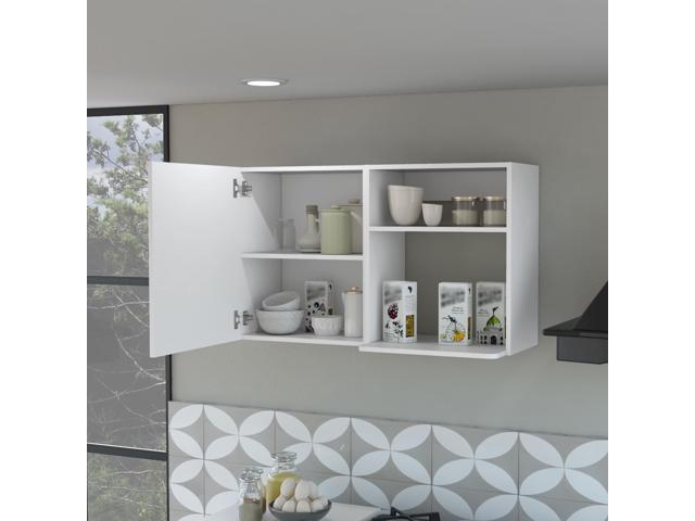 Oklahoma 2 Wall Cabinet, 2 Door Stackable Wall Mounted Storage Cabinet with 2 Side Shelf