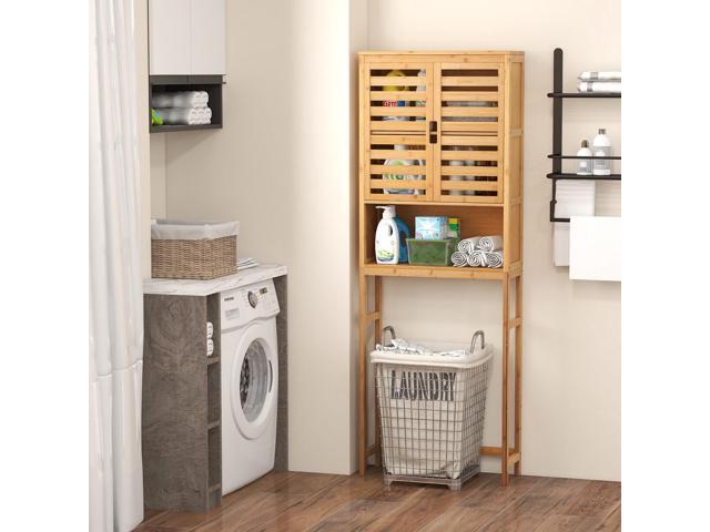 SlickBlue Bamboo Over The Toilet Storage Cabinet Bathroom with Adjustable Shelf