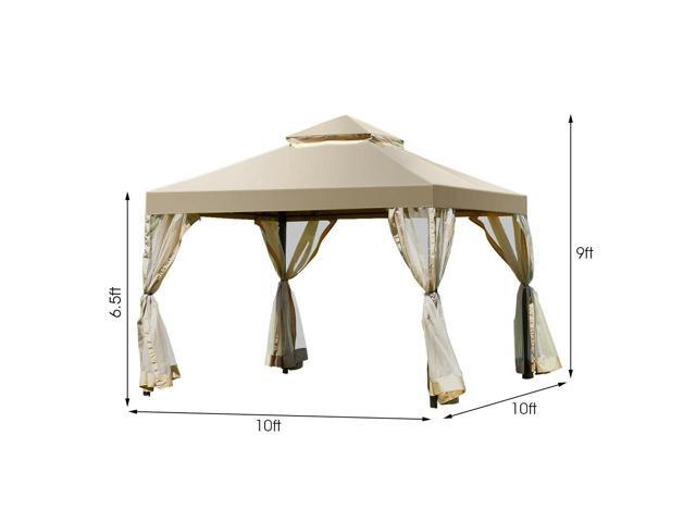 Outdoor 2-Tier 10 Feet x 10 Feet Screw-free Structure Shelter Gazebo Canopy