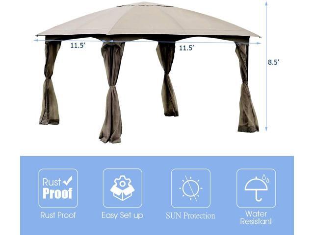 11.5 x 11.5 Feet Fully Enclosed Outdoor Gazebo with Removable 4 Walls